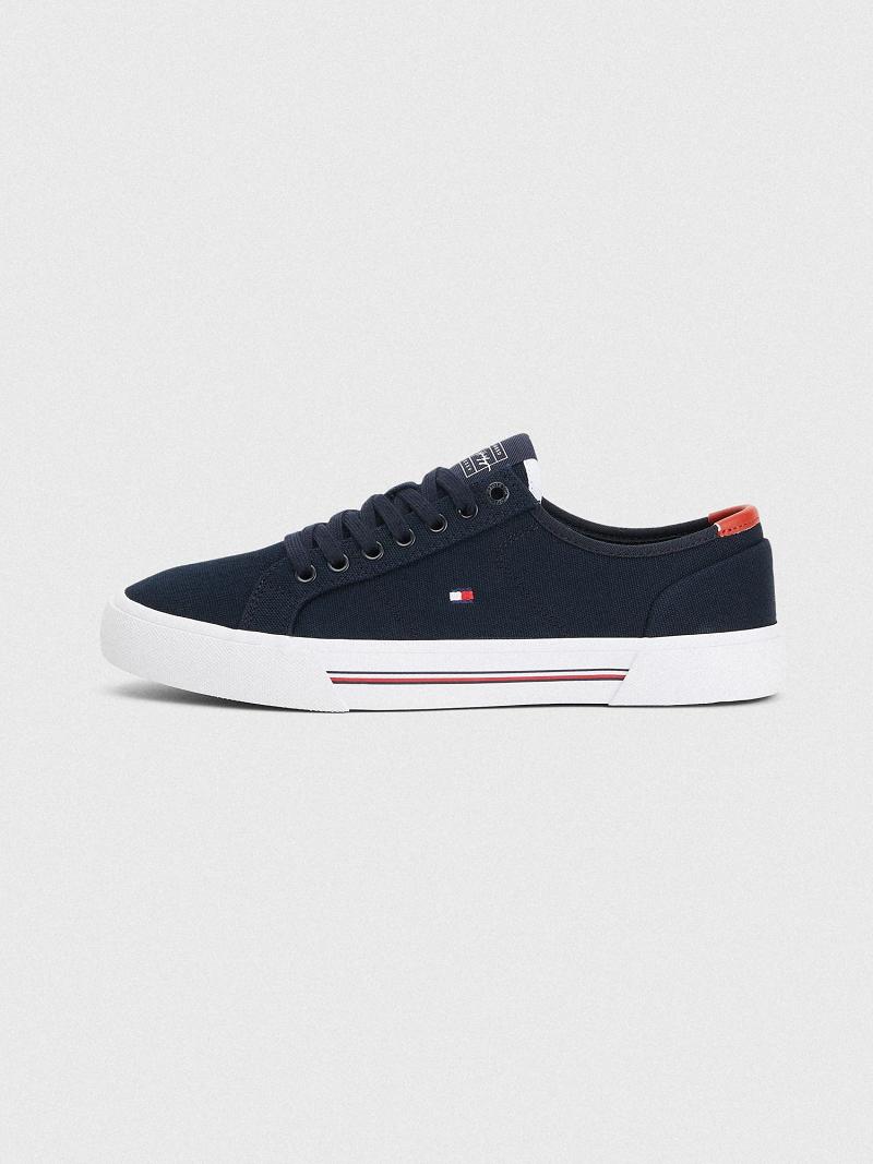 Férfi Tommy Hilfiger Vászon Sneaker Kék | HU 1396KOR